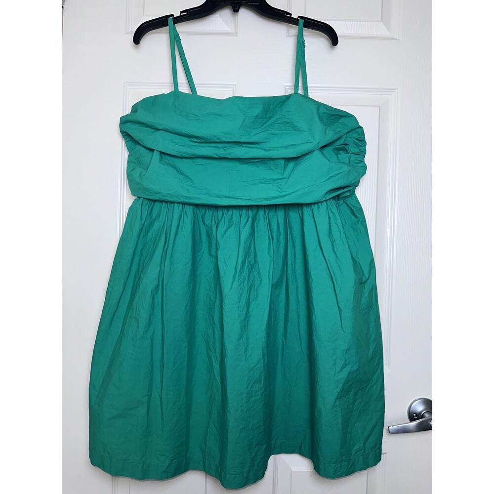 A New Day Green Ruched, Sleeveless, With Pockets Mini Dress XXL